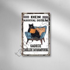 Ben Asosyal Değilim Retro Ahşap Poster
