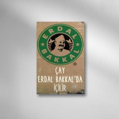 Çay Erdal Bakkalda İçilir Retro Ahşap Poster