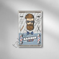 Barber Shop Retro Ahşap Poster