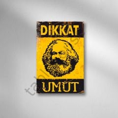 Dikkat Umut Retro Ahşap Poster