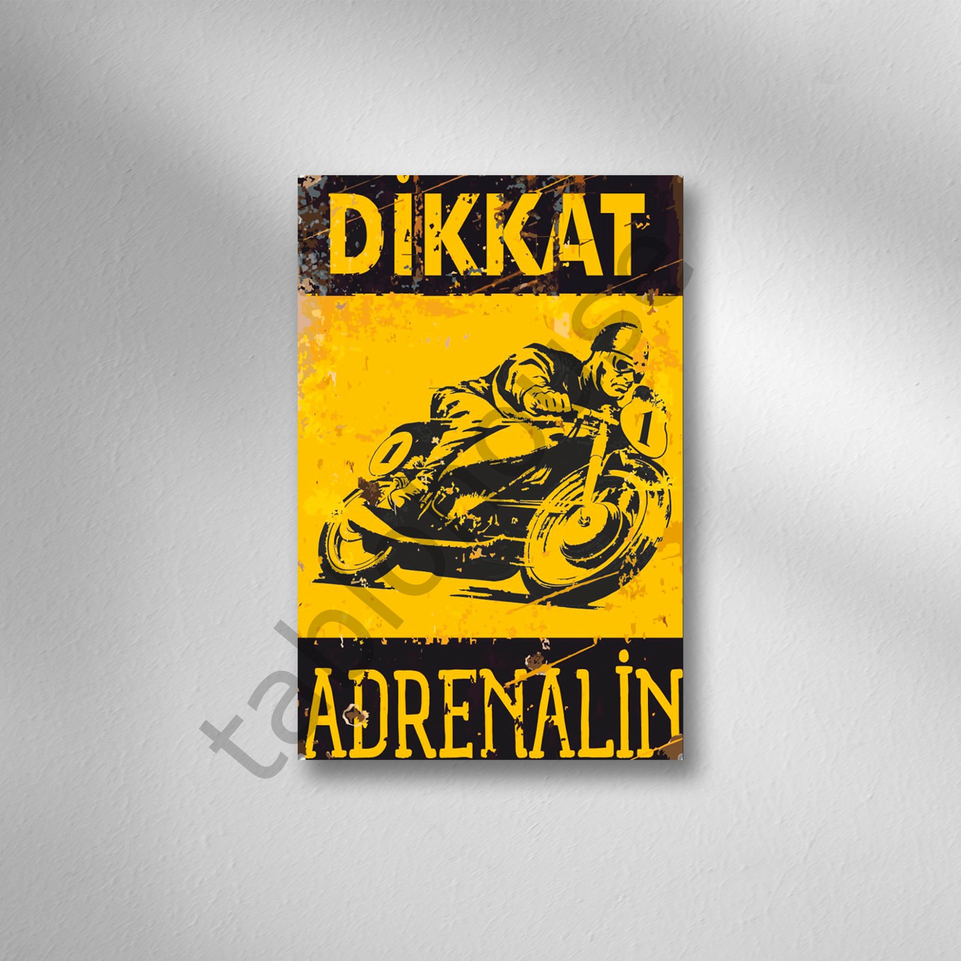 Dikkat Adrenalin Retro Ahşap Poster
