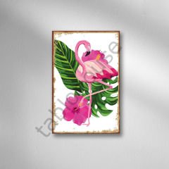 Flamingo Retro Ahşap Poster