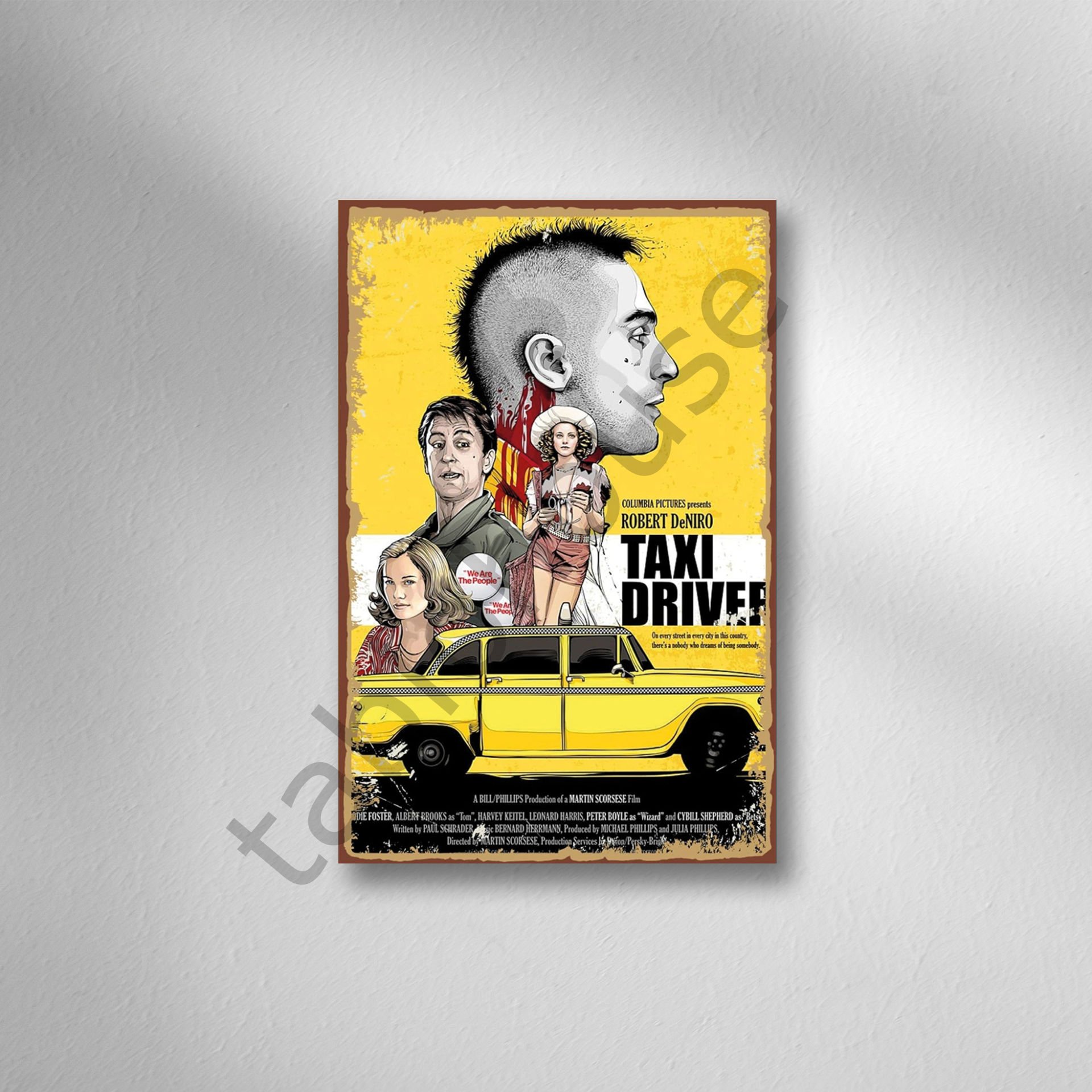 Taxı Driver Retro Ahşap Poster