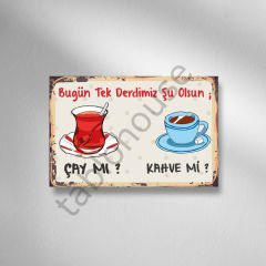 Çay Kahve Retro Ahşap Poster