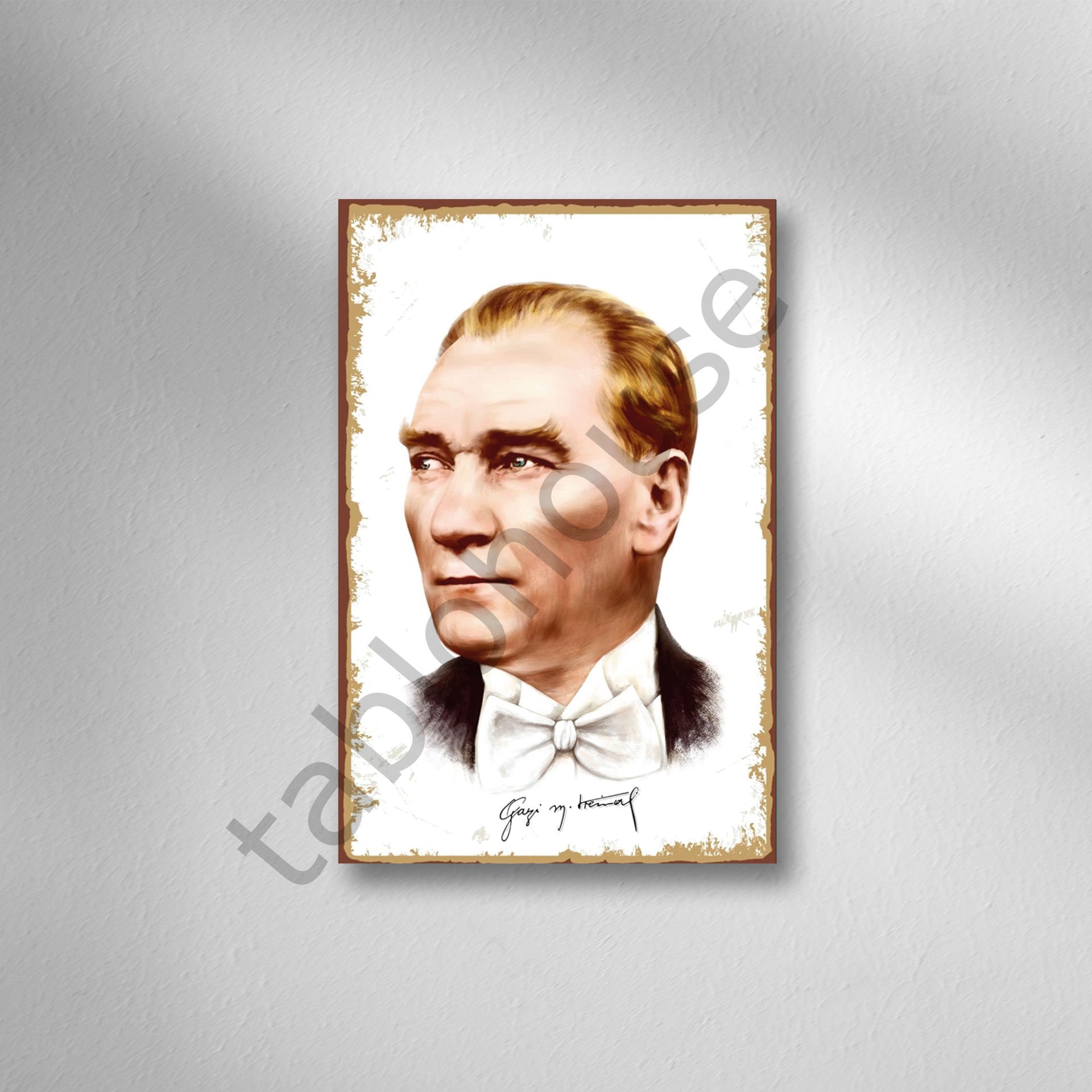 Mustafa Kemal Atatürk Retro Ahşap Poster