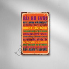 Biz Bu Evde Retro Ahşap Poster
